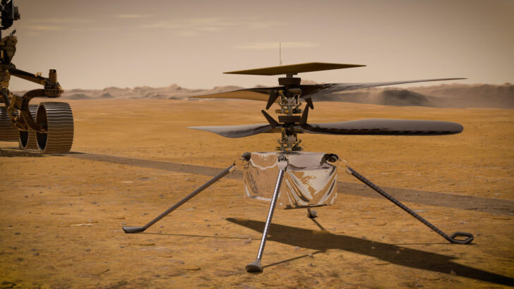 Первый марсианский вертолет Ingenuity агентства NASA впервые коснулся Марса