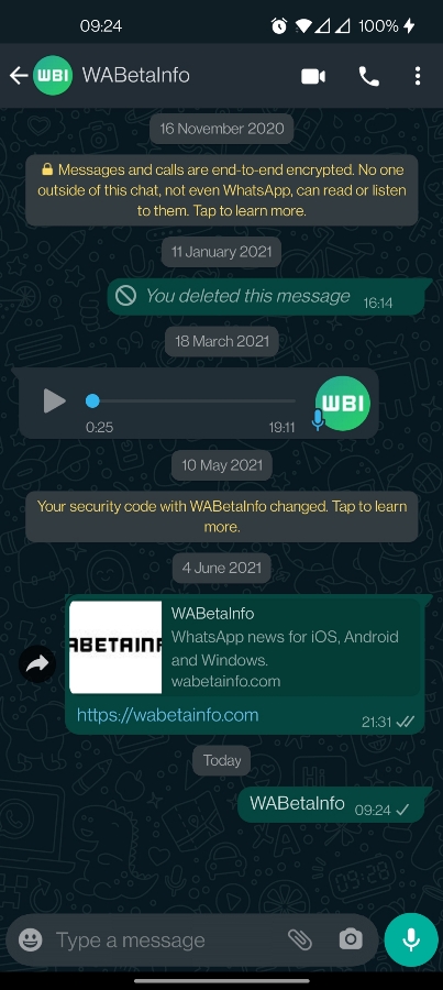 Новый дизайн Whatsapp. Скриншот Wabetainfo